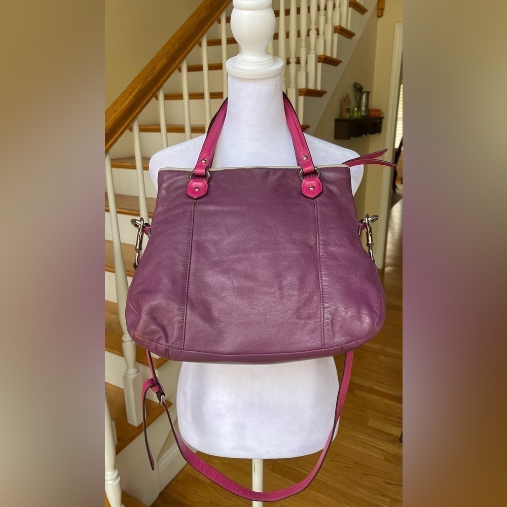 Coach Daisy Spectator Leather Mia (F23911) Silver/Purple/Pink Handbag - Picture 2 of 9